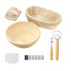 Complete Bread Baking Kit Banneton Proofing Basket Set 9In Round And 10In Oval Basket With Linen Liner Lame Dough Scraper Blender Whisk