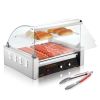 VEVOR Hot Dog Roller, 11 Rollers 30 Hot Dogs Capacity, 1650W Stainless Sausage Grill Cooker Machine with Dual Temp Control Glass Hood Acrylic Cover Bu