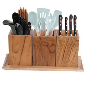 WILLART Wooden Multipurpose Kitchen Utensil Cutlery Caddy Cooking Utensils; Knife Spoon & Spatula Rack Holder Organizer Snacks Tea Coffee Sugar Contai