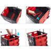 Bosonshop 56L Folding Shopping Cart with Wheels, Collapsible Grocery Storage Transit Utility Hand Cart for Daily Use, Red & Black