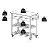 Langdon Kitchen Cart; Drop Leaf; Cappuccino and Natural