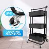 Rolling Trolley With Wheels Bathtub Manager Tolley Rolling Metal Tissue Trolley Handle -Black