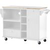 Kitchen Island Cart with Storage Cabinet and Two Locking Wheels,Solid wood desktop,Microwave cabinet,Floor Standing Buffet Server Sideboard for Kitche