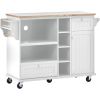 Kitchen Island Cart with Storage Cabinet and Two Locking Wheels,Solid wood desktop,Microwave cabinet,Floor Standing Buffet Server Sideboard for Kitche