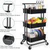 Rolling Trolley With Wheels Bathtub Manager Tolley Rolling Metal Tissue Trolley Handle -Black