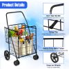 Folding Shopping Cart with Swiveling Wheels and Dual Storage Baskets