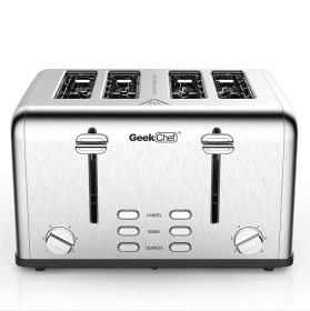 Wide Slot Multi Stoace 4 pcs Toaster Dual Control Panel 1.5in4 Slots 6 Type Toast Cover Set High Lift Bar Bagel / Thaw / Cancel 3 features vintage sty (W1002GTS4B-1: W1002GTS4B-1)